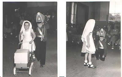 Kirsten i Salen og Ole Bonde til afdansningsbal i salen 1955